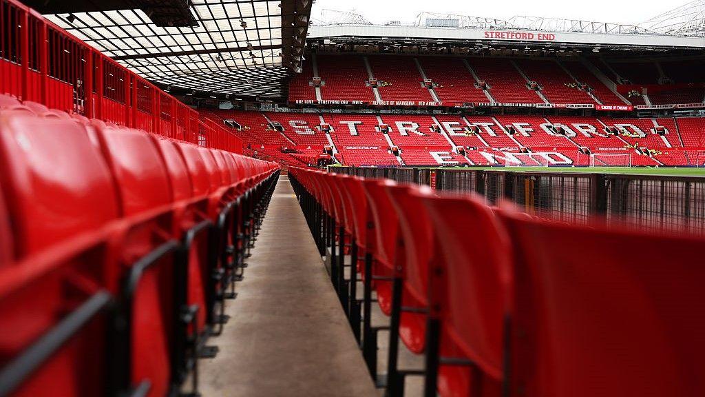Manchester United's Old Trafford stadium seen from a vantage point in the stands Manchester United's Old Trafford stadium seen from a vantage point in the stands